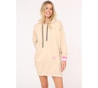 Sweatkleid ZWILLINGSHERZ ""Wild Free"", Damen, Gr. L/XL (L/XL), N-Gr, beige, Sweatware, Obermaterial: 50% Baumwolle, 50% Polyester, comfort fit ca. Mitte Oberschenkel, V-Ausschnitt, Kleider Sweatkleid