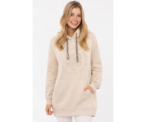 Sweatkleid ZWILLINGSHERZ "Wild Vibes", Damen, Gr. L, N-Gr, beige, Sweatware, Obermaterial: 50% Baumwolle, 50% Polyester, lässig geschnitten kniefrei, hoch geschlossener Ausschnitt, angesetztes Bündche