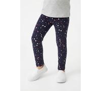Sweatleggings HAPPY GIRLS, Mädchen, Gr. 110, N-Gr, blau (navy), angeraute Sweatware, Obermaterial: 60% Polyester, 35% Baumwolle, 5% Elasthan, bedruckt, skinny fit knöchellang, Hosen, im tollen Sternen