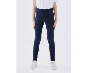 Sweatleggings NAME IT "NKFDAVINA SOLID SWE LEGGING", Mädchen, Gr. 158, N-Gr, blau (schwarz sapphir), Sweatware, Obermaterial: 95% Baumwolle, 5% Elasthan, unifarben, eng lang, Hosen (23790137-158) schw