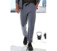 Sweatpants LE JOGGER, Herren, Gr. XL (56/58), XXL, blau, Obermaterial: 50% Polyester, 45% Baumwolle, 5% Elasthan, unifarben mit Farbeinsatz, bequem knöchellang, Hosen, mit farblichen Einsatz und Reißv