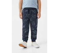 Sweatpants NAME IT "NMMVARON für Jungen mit Tunnelzug und Markenlabel", Jungen, Gr. 80, N-Gr, blau (schwarz sapphire), Sweatware, Obermaterial: 100% Baumwolle, bedruckt, normal knöchellang, Hosen, bed