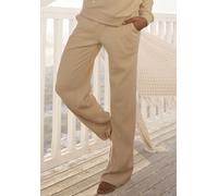 Sweatpants S.OLIVER, Damen, Gr. 40/42, N-Gr, beige (creme), Sweatware, Obermaterial: 100% Baumwolle, unifarben, Basic, bequem lang, Hosen, Sweathose mit seitlichen Taschen, Loungewear (88554723-40) cr