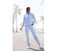 Sweatpants VIVANCE, Damen, Gr. 40/42, N-Gr, blau (hellblau meliert), Frottee, Obermaterial: 63% Polyester, 37% Baumwolle, meliert, Basic, Hosen, Kleine Stickerei (74766608-40) hellblau meliert