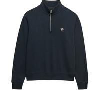 Sweatshirt SUPERDRY "SIGNATURE EMB HALF ZIP", Damen, Gr. M, eclipse navy, Sweatware, Obermaterial: 60% Baumwolle, 40% Polyester, unifarben, loose fit normal, Rundhals, Sweatshirts Sweatshirt, mit Steh