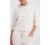 Kapuzensweatshirt MONARI "Sweatshirt Colorblock + Schmuck", Damen, Gr. 38, beige, Sweatware, Obermaterial: 55% Polyester, 38% Viskose, 7% Elasthan, unifarben, regular fit taillenbedeckt, Rundhals, ein