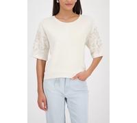 Sweatshirt MONARI "Sweatshirt Perlenschmuck", Damen, Gr. 42, beige, Sweatware, Obermaterial: 100% Baumwolle, unifarben, regular fit taillenbedeckt, Rundhals, eingesetzt gerader Abschluss, Sweatshirts