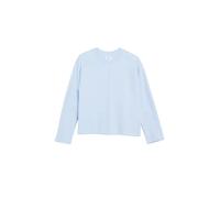 Sweatshirt S.OLIVER, Damen, Gr. 46, blau (blau haze), angeraute Sweatware, Obermaterial: 50% Baumwolle, 50% Polyester, relaxed fit taillenbedeckt, Rundhals, Sweatshirts Sweatshirt, Relaxed Fit mit übe