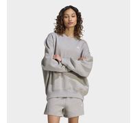 Sweatshirt ADIDAS ORIGINALS "ESSENTIALS CREW LONG FLEECE OS", Damen, Gr. S, grau (medium grau heather), Obermaterial: 82% Baumwolle, 18% Polyester, normal, Rundhals, angesetztes Bündchen, Sweatshirts