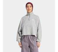 Sweatshirt ADIDAS ORIGINALS "ESSENTIALS FRENCH TERRY 1/2 ZIP", Damen, Gr. XXL, grau (medium grau heather), Obermaterial: 100% Baumwolle, angesetztes Bündchen, Sweatshirts Sweatshirt (15059110-XXL) med