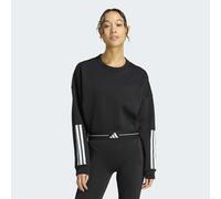 Sweatshirt ADIDAS PERFORMANCE "HYPERGLAM MIT 3-STREIFEN UND RUNDHALSAUSSCHNITT", Damen, Gr. XL, schwarz, Obermaterial: 70% Baumwolle, 30% Polyester, normal, Rundhals, angesetztes Bündchen, Sweatshirts