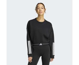 Sweatshirt ADIDAS PERFORMANCE "HYPERGLAM MIT 3-STREIFEN UND RUNDHALSAUSSCHNITT", Damen, Gr. XL, schwarz, Obermaterial: 70% Baumwolle, 30% Polyester, normal, Rundhals, angesetztes Bündchen, Sweatshirts