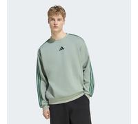 Sweatshirt ADIDAS SPORTSWEAR "ESSENTIALS 3-STREIFEN FLEECE", Herren, Gr. M, silber grün, collegiate grün, Obermaterial: 70% Baumwolle, 30% Polyester, normal, Rundhals, angesetztes Bündchen, Sweatshirt