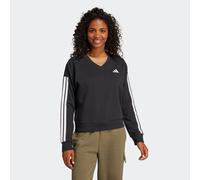 adidas Essentials 3-Streifen French Terry V-Ausschnitt Sweatshirt Damen JE0027 - black/white XL