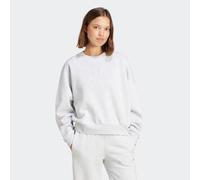 Sweatshirt ADIDAS SPORTSWEAR "ESSENTIALS SMALL LOGO FEELCOMFY", Damen, Gr. XXL, grau (light grau heather, weiß), Obermaterial: 70% Baumwolle, 30% Polyester, Rundhals, angesetztes Bündchen, Sweatshirts