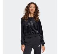 Sweatshirt ADIDAS SPORTSWEAR "JG HLD C SWT", Mädchen, Gr. 128, schwarz, Obermaterial: 94% Polyester, 6% Elasthan, Rundhals, angesetztes Bündchen, Sweatshirts Sweatshirt, aus weichem Samt, bauchfreier