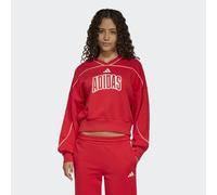 Sweatshirt ADIDAS SPORTSWEAR "JG STD SWT", Mädchen, Gr. 128, pure ruby, sanftes weiß, Obermaterial: 70% Baumwolle, 30% Polyester, 7/8-Länge, V-Ausschnitt, angesetztes Bündchen, Sweatshirts Sweatshirt