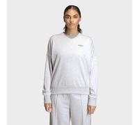 Sweatshirt ADIDAS SPORTSWEAR "SEASONAL ESSENTIALS COLORPOP MIT AUFGESTICKTER GRAFIK", Damen, Gr. M, grau (light grau heather, active maroon), Obermaterial: 55% Baumwolle, 36% Polyester, 9% Viskose, no
