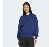 Sweatshirt ADIDAS SPORTSWEAR "SEASONAL ESSENTIALS SATIN-, V-AUSSCHNITT", Damen, Gr. XL, blau (dunkelblau), Obermaterial: 55% Baumwolle, 36% Polyester, 9% Viskose, normal, V-Ausschnitt, angesetztes Bün