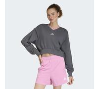 Sweatshirt ADIDAS SPORTSWEAR "STADIUM, RUNDHALSAUSSCHNITT", Damen, Gr. L, grau six, st tropic bloom, ch solid grau, Obermaterial: 100% Baumwolle, V-Ausschnitt, angesetztes Bündchen, Sweatshirts Sweats