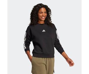 Sweatshirt ADIDAS SPORTSWEAR "W 3S FL SWT", Damen, Gr. S, schwarz-weiß (schwarz, weiß), Obermaterial: 55% Baumwolle, 36% Polyester, 9% Viskose, Rundhals, angesetztes Bündchen, Sweatshirts Sweatshirt (