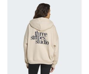 Sweatshirt ADIDAS SPORTSWEAR "W 3SS FL HD2", Damen, Gr. L, crystal linen, Obermaterial: 70% Baumwolle, 30% Polyester, normal, V-Ausschnitt, angesetztes Bündchen, Sweatshirts Sweatshirt, Print - Hoodie