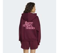 Sweatshirt ADIDAS SPORTSWEAR "W 3SS FL HD2", Damen, Gr. M, maroon, Obermaterial: 70% Baumwolle, 30% Polyester, normal, V-Ausschnitt, angesetztes Bündchen, Sweatshirts Sweatshirt, Print - Hoodie, locke