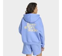 Sweatshirt ADIDAS SPORTSWEAR "W 3SS FL HD2", Damen, Gr. S, blau fusion, Obermaterial: 70% Baumwolle, 30% Polyester, normal, V-Ausschnitt, angesetztes Bündchen, Sweatshirts Sweatshirt, Print - Hoodie,