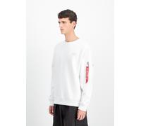 Sweatshirt ALPHA INDUSTRIES "Back Print Crewneck", Herren, Gr. 3XL, weiß, Sweatware, Obermaterial: 80% Baumwolle, 20% Polyester, bedruckt, regular fit normal, Rundhals, Rippbündchen, Sweatshirts Sweat