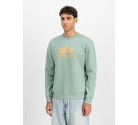 Sweatshirt ALPHA INDUSTRIES "Basic Sweater", Herren, Gr. M, frost grün, angeraute Sweatware, Obermaterial: 80% Baumwolle, 20% Polyester, bedruckt, normal normal, Rundhals, Rippbündchen, Sweatshirts Sw
