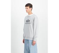 Sweatshirt ALPHA INDUSTRIES "Basic Sweater", Herren, Gr. M, grau (pastel grau), angeraute Sweatware, Obermaterial: 100% Baumwolle, bedruckt, normal normal, Rundhals, Rippbündchen, Sweatshirts Sweatshi