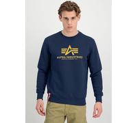 Sweatshirt ALPHA INDUSTRIES "Basic Sweater", Herren, Gr. S, blau (new navy), angeraute Sweatware, Obermaterial: 80% Baumwolle, 20% Polyester, bedruckt, normal normal, Rundhals, Rippbündchen, Sweatshir
