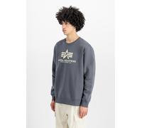 Sweatshirt ALPHA INDUSTRIES "Basic Sweater", Herren, Gr. S, grau (grauschwarz), angeraute Sweatware, Obermaterial: 80% Baumwolle, 20% Polyester, bedruckt, normal normal, Rundhals, Rippbündchen, Sweats