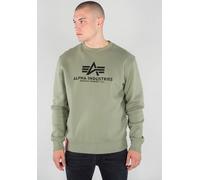 Sweatshirt ALPHA INDUSTRIES "Basic Sweater", Herren, Gr. S, grün (olive), angeraute Sweatware, Obermaterial: 80% Baumwolle, 20% Polyester, bedruckt, normal normal, Rundhals, Rippbündchen, Sweatshirts