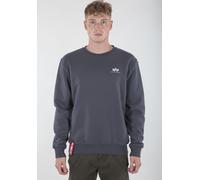 Sweatshirt ALPHA INDUSTRIES "Basic Sweater small Logo", Herren, Gr. XXL, grau (grauschwarz), angeraute Sweatware, Obermaterial: 100% Baumwolle, bedruckt, normal normal, Rundhals, Rippbündchen, Sweatsh