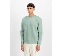 Sweatshirt ALPHA INDUSTRIES "Basic Sweater small Logo", Herren, Gr. L, frost grün, angeraute Sweatware, Obermaterial: 80% Baumwolle, 20% Polyester, bedruckt, normal normal, Rundhals, Rippbündchen, Swe