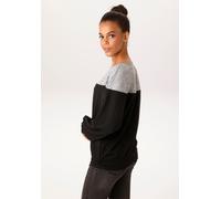 Sweatshirt ANISTON CASUAL, Damen, Gr. 38, schwarz, hellgraumeliert, Feinstrick, Obermaterial: 95% Polyester, 5% Elasthan, unifarben mit Farbeinsatz, oversize hüftbedeckend, Rundhals, Fledermausärmel R