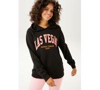 Sweatshirt ANISTON CASUAL, Damen, Gr. 40, bunt (schwarz, rosa, orange), angeraute Sweatware, Obermaterial: 80% Baumwolle, 20% Polyester. Kapuzenfutter: 80% Baumwolle, 20% Polyester, bedruckt, bestickt