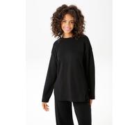 Sweatshirt ANISTON CASUAL, Damen, Gr. 42, schwarz, Jersey, Obermaterial: 49% Modal, 46% Polyester, 5% Elasthan, unifarben, lässig geschnitten Po-bedeckend, Rundhals, Sweatshirts Sweatshirt, in trendig