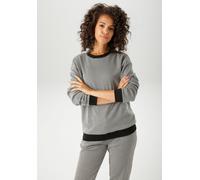 Sweatshirt ANISTON CASUAL, Damen, Gr. 44, schwarz (schwarz weiß), Jersey, Obermaterial: 48% Polyester, 30% Baumwolle, 19% Viskose, 3% Elasthan. Einsatz: 95% Baumwolle, 5% Elasthan, Hahnentrittmuster,