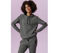 Sweatshirt ANISTON CASUAL, Damen, Gr. 46, schwarz-weiß (schwarz, weiß), Sweatware, Obermaterial: 65% Polyester, 30% Viskose, 5% Elasthan, Hahnentrittmuster, gemustert, lässig geschnitten hüftbedeckend