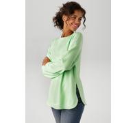Sweatshirt ANISTON CASUAL, Damen, Gr. 48, grün (lindgrün), Jersey, Obermaterial: 49% Modal, 46% Polyester, 5% Elasthan, unifarben, lässig geschnitten Po-bedeckend, Rundhals, Sweatshirts Sweatshirt, in