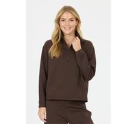 Sweatshirt ATHLECIA "Franye", Damen, Gr. 46, braun, 42% Viskose, 5% Elasthan, 53% Polyester, unifarben, normal, ohne Ausschnitt, Sweatshirts Sweatshirt, mit hohem Kragen mit Reißverschluss (84473359-4