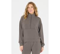 Sweatshirt ATHLECIA "Jillnana", Damen, Gr. 34, grün (dunkelgrau), 51% Polyester, 44% Modal, 5% Elasthan, unifarben, normal, hoch geschlossener Ausschnitt, Sweatshirts Sweatshirt, mit geräumiger Kängur