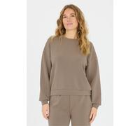 Sweatshirt ATHLECIA "Jillnana", Damen, Gr. 40, grau, beige, 51% Polyester, 44% Modal, 5% Elasthan, unifarben, normal, Rundhals, Sweatshirts Sweatshirt, im klassischen Design (83888943-40) grau, beige