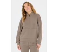Sweatshirt ATHLECIA "Jillnana", Damen, Gr. 42, braun, 51% Polyester, 44% Modal, 5% Elasthan, unifarben, normal, hoch geschlossener Ausschnitt, Sweatshirts Sweatshirt, mit geräumiger Kängurutasche (214