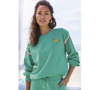 Sweatshirt BENCH., Damen, Gr. 32/34, aqua, Sweatware, Obermaterial: 60% Baumwolle, 40% Polyester, bedruckt, unifarben, bequem hüftlang, Rundhals, weit Rippbündchen, Sweatshirts Sweatshirt, mit modisch