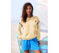 Sweatshirt BENCH. LOUNGEWEAR, Damen, Gr. 36/38, hellgelb, Sweatware, Obermaterial: 60% Baumwolle, 40% Polyester, bedruckt, unifarben, bequem hüftlang, Rundhals, weit Rippbündchen, Sweatshirts Sweatshi