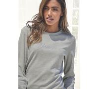 Sweatshirt BENCH. LOUNGEWEAR, Damen, Gr. 40/42, grau (hellgrau, meliert), Interlock, Graumeliert (Obermaterial): 90% Baumwolle, 10% Polyester, meliert, Basic, Basic schmal normal, Rundhals, Bündchen,