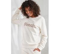 Sweatshirt BENCH. LOUNGEWEAR, Damen, Gr. 44/46, beige (sand), Interlock, Obermaterial: 60% Baumwolle, 40% Polyester, Basic, bequem hüftlang, Rundhals, Langarm Rippbündchen, Sweatshirts, mit Logodruck 